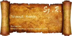 Szanyi Román névjegykártya